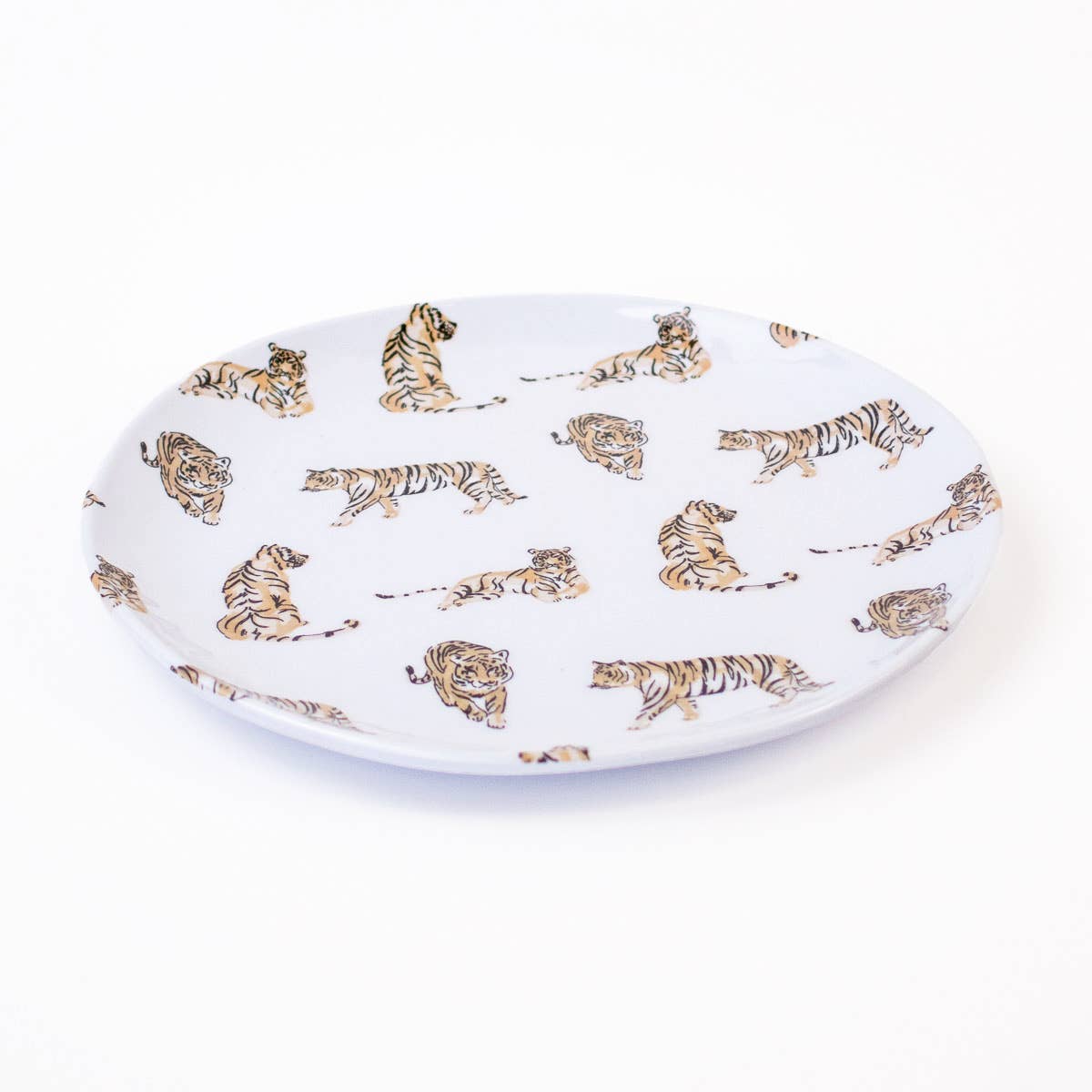 Tiger Love Melamine Plate White/Multi 8.5"