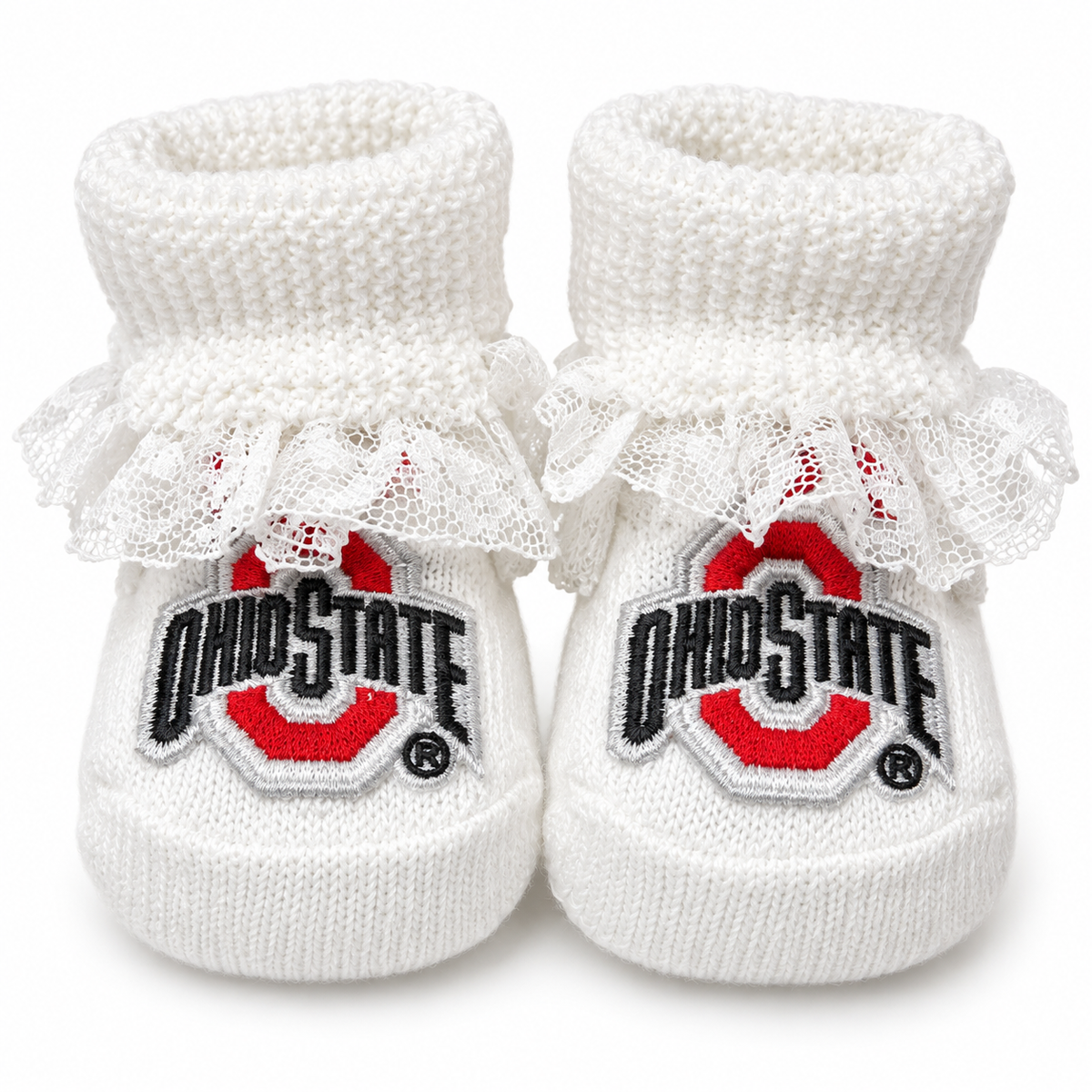 Ohio State Buckeyes Ruffle Infant Booties