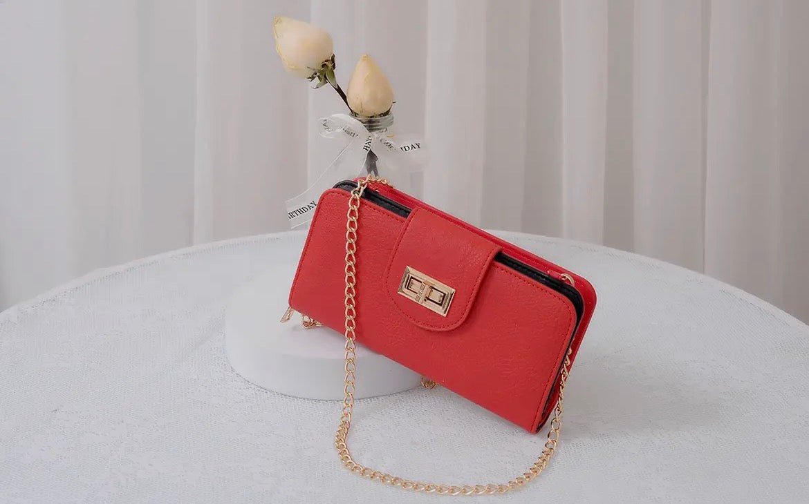 Turn Lock Crossbody Wallet