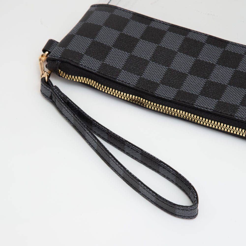 TG10692 Two Tone Checker Pattern Clear Gameday Crossbody Bag