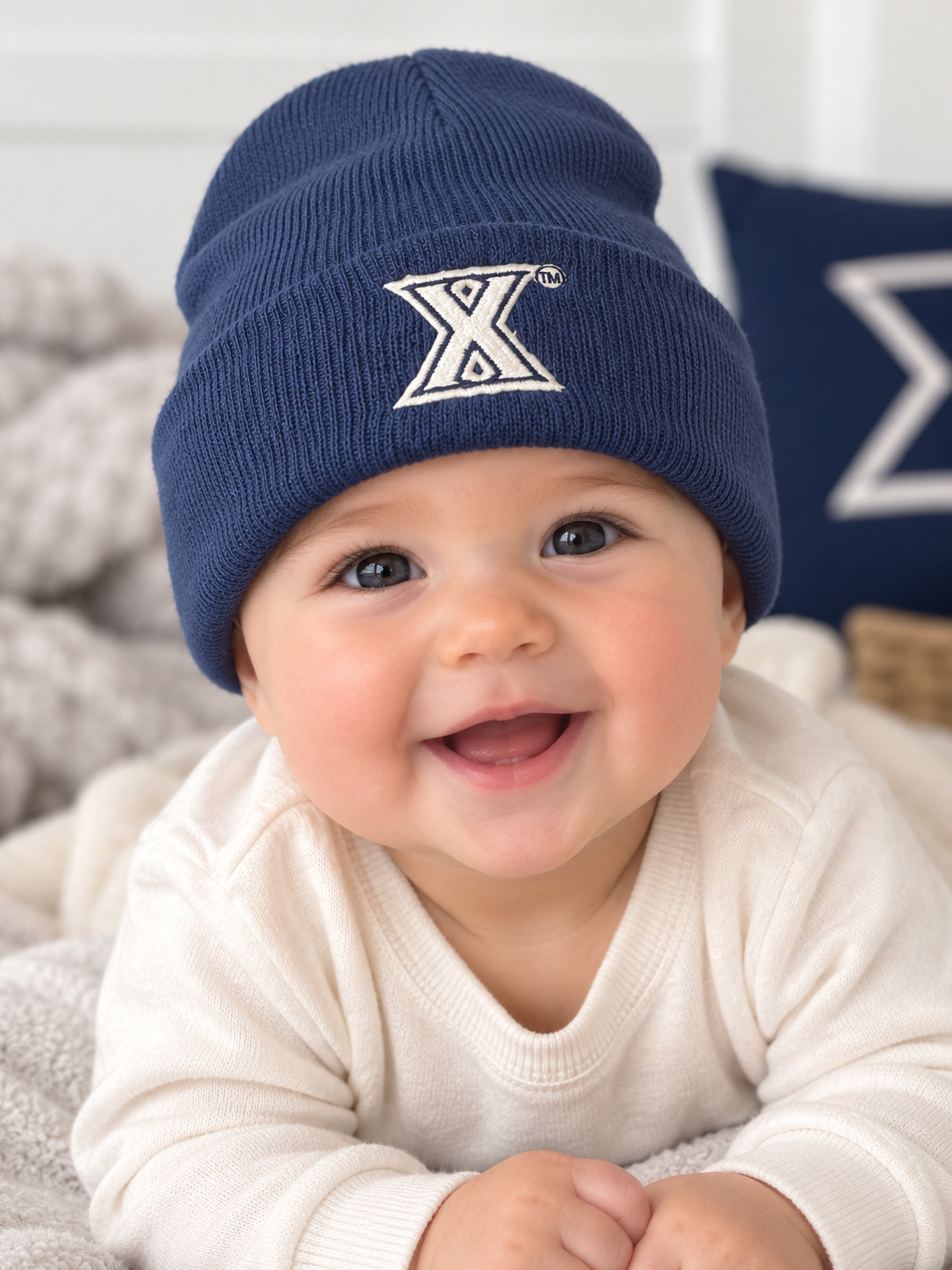 Newborn Navy Blue X Knit Cap