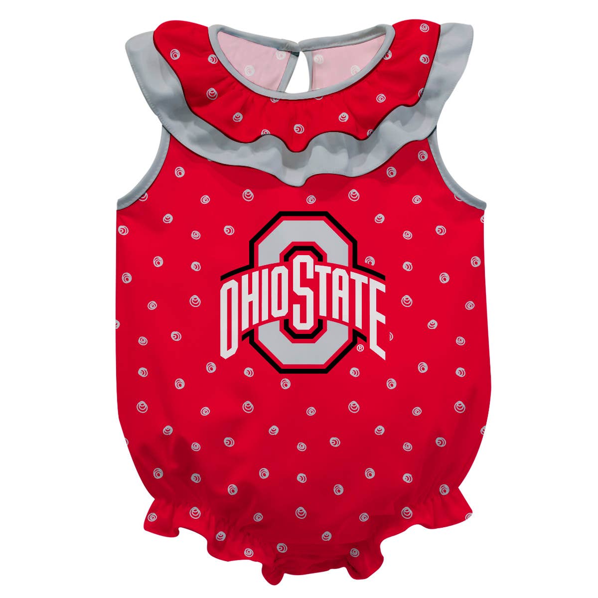 Ohio State Buckeyes Swirls Sleeveless Ruffle Logo Bodysuit