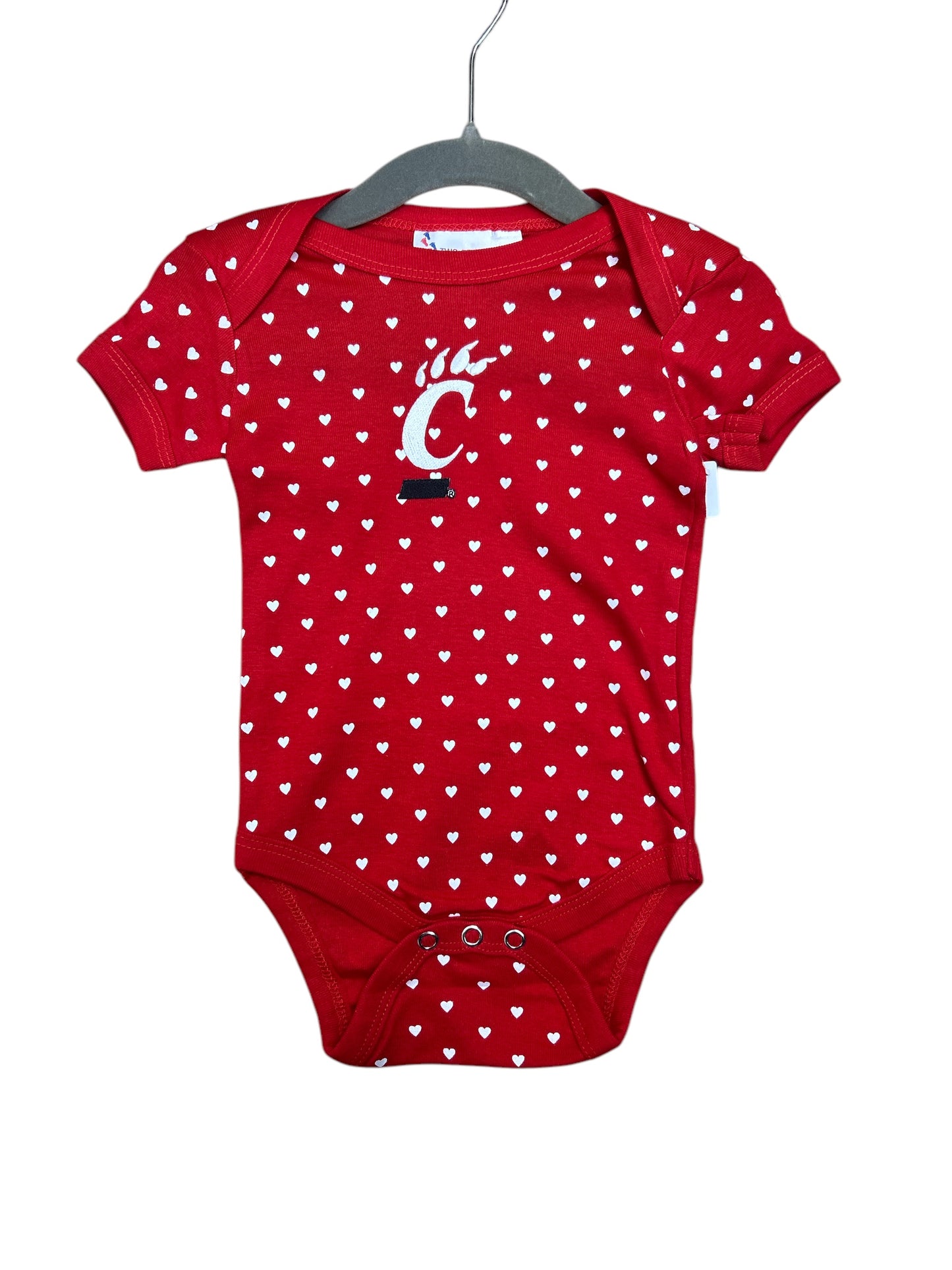 Cincinnati Bearcats Red Heart Baby Onsie