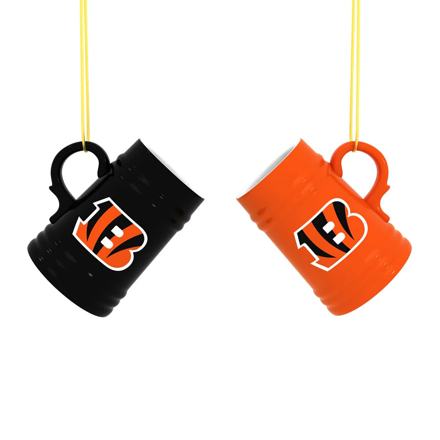 Bengals Ceramic Mini Stein Ornaments, Set of 2