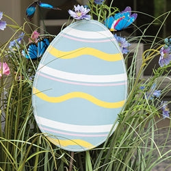 Glittered Blue Easter Egg Planter Stake Topper