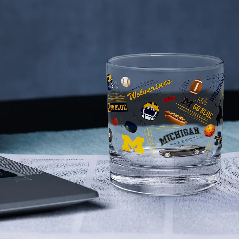 Michigan Wolverines Local Rocks Glass