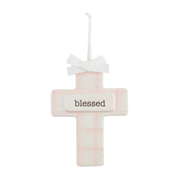 Pink Ceramic "Blessed" Cross