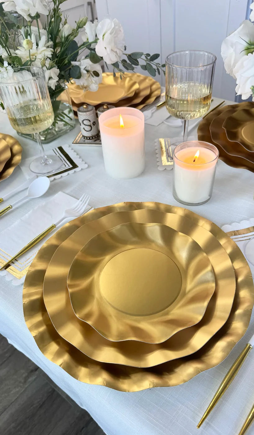 Gold Satin Wavy Salad Plate 8pkg
