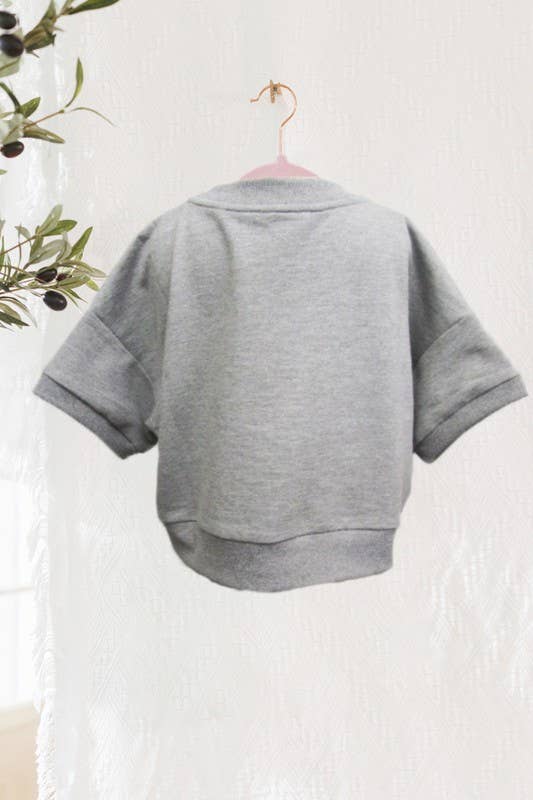 Kids Baseball Glitter patch Oversized Pullover