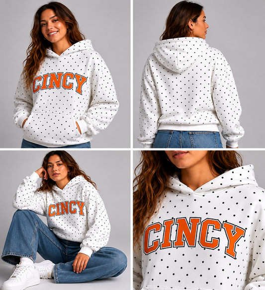 Black Polka Dot CINCY Hoodie