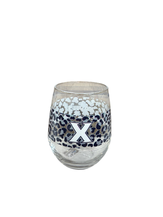Xavier Musketeers 15oz. Leopard Stemless Wine Glass