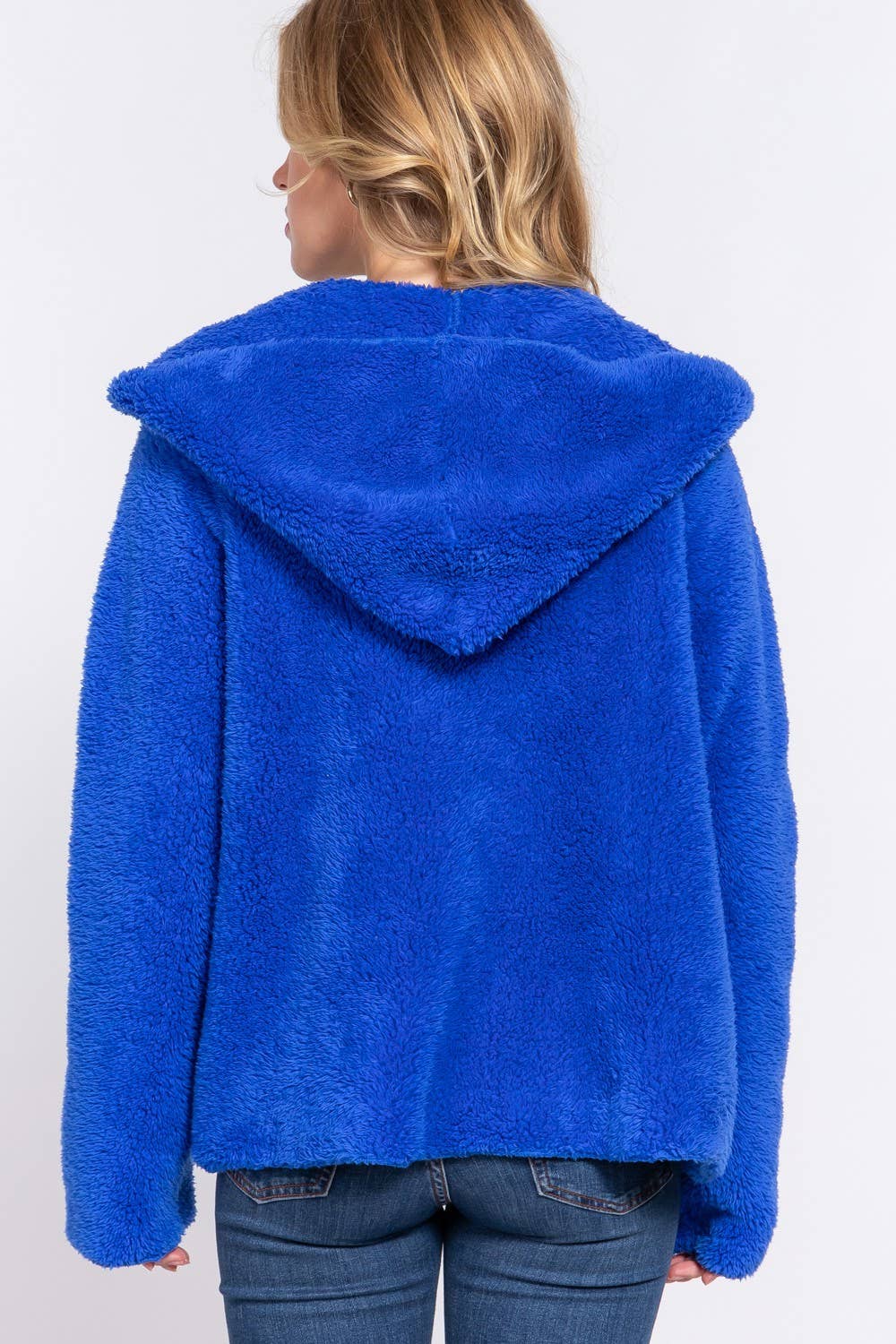 Long Dolman Sleeve Hoodie Sherpa Jacket