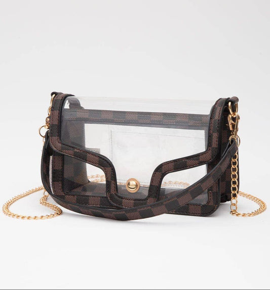 TG10756 Becky Checker Crossbody Bag With Chain Strap
