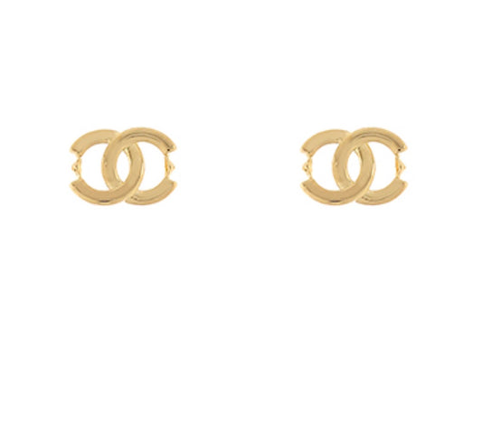 Inter-Twined Gold Circle Stud Earrings