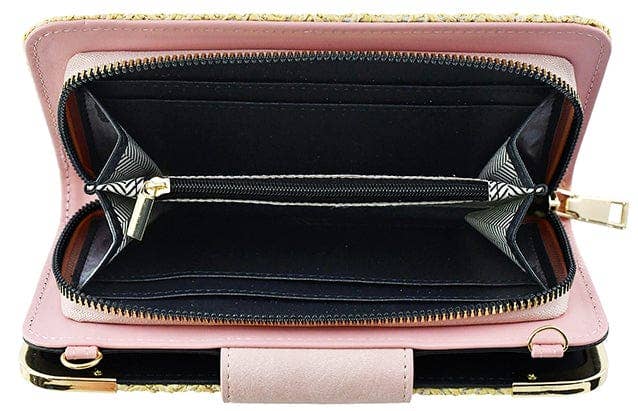 Lexi Straw Turn Lock Crossbody Wallet