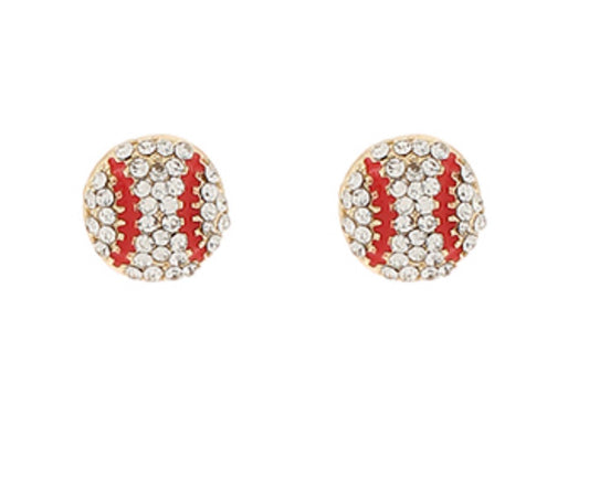 Baseball Crystal Stud Earrings