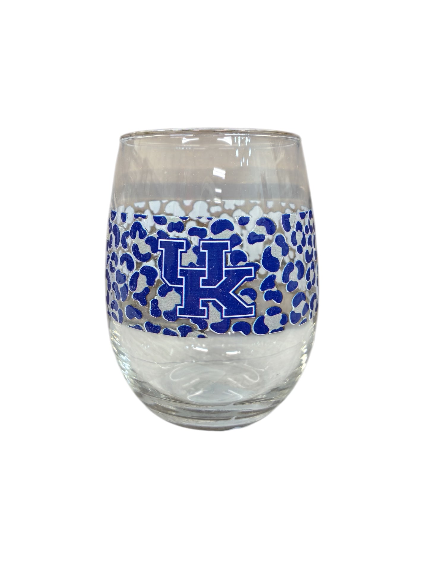 Kentucky Wildcats 15oz. Leopard Stemless Wine Glass