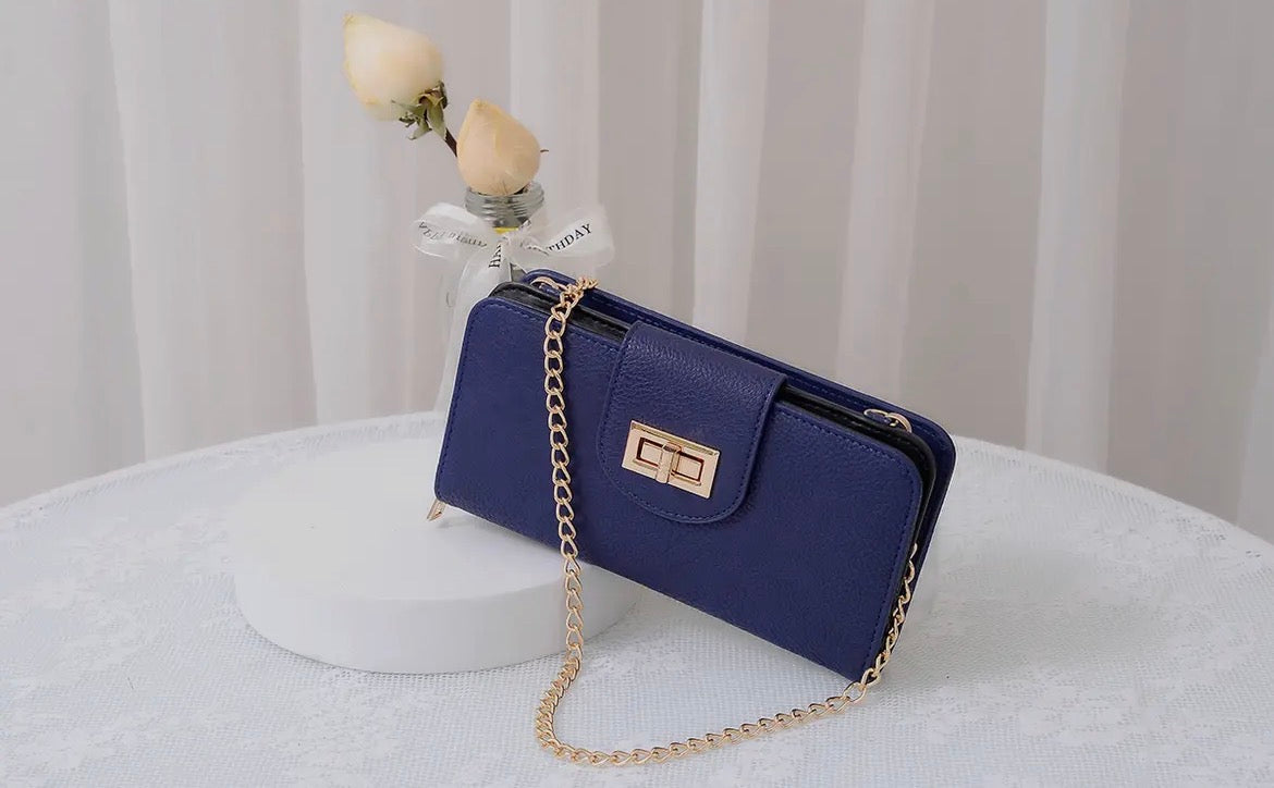 Turn Lock Crossbody Wallet