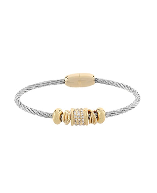 Pave Cylinder Cable Bracelet