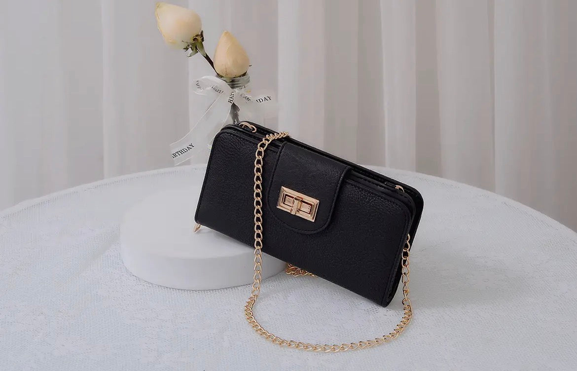 Turn Lock Crossbody Wallet