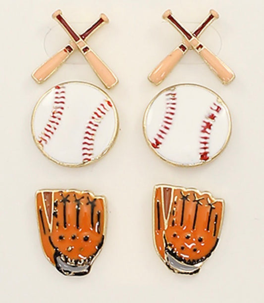 Baseball Theme Epoxy Earrings Set