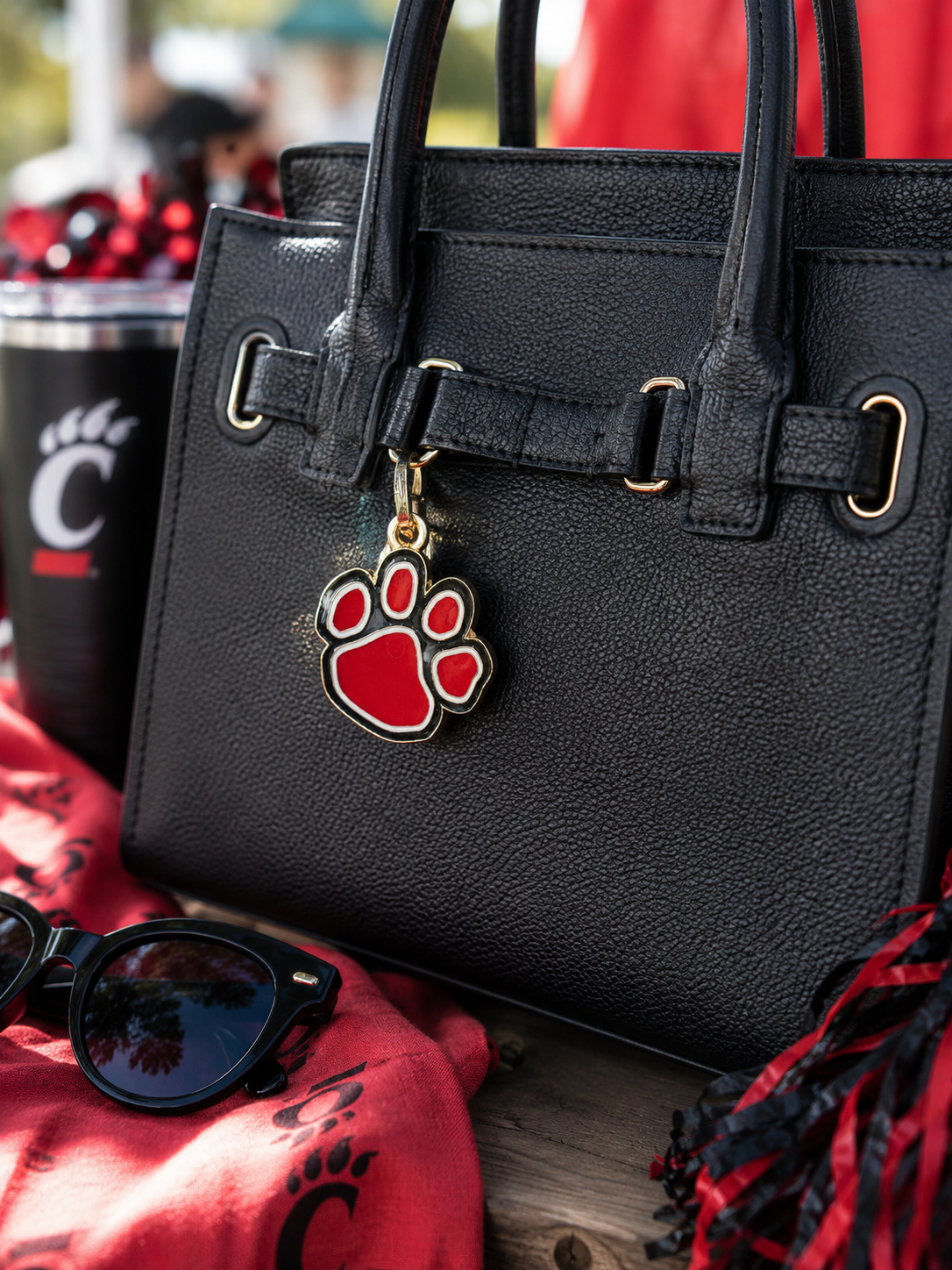Black and Red Paw Charm/Bag Tag