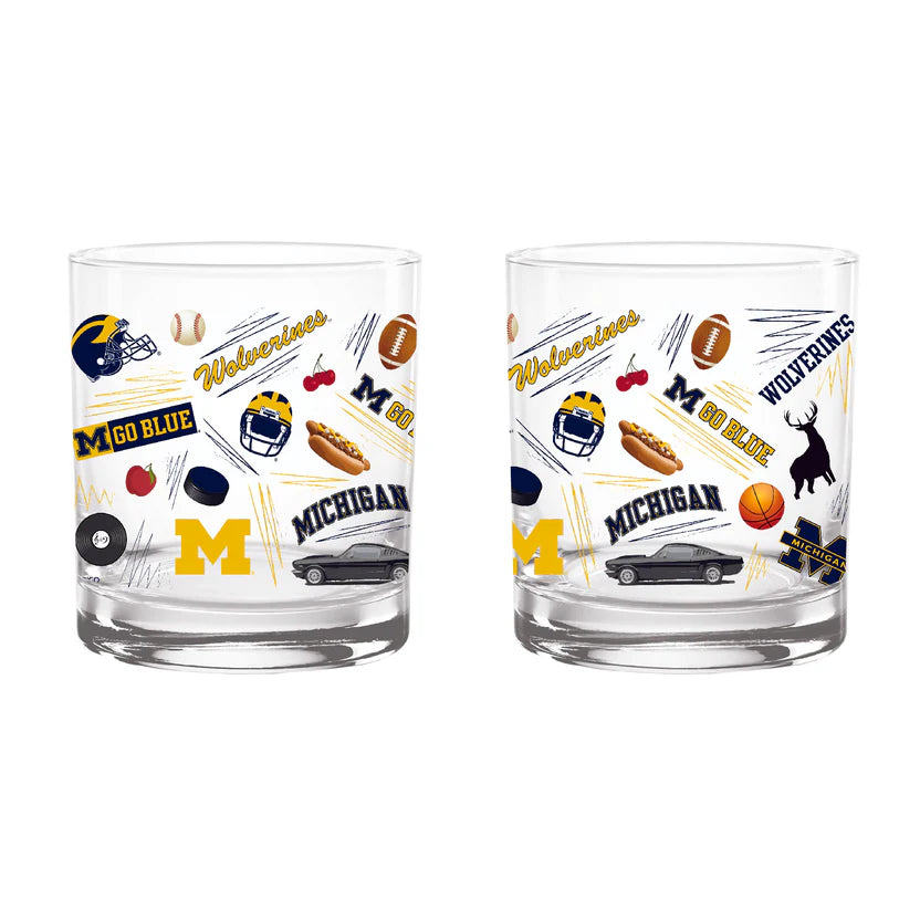 Michigan Wolverines Local Rocks Glass
