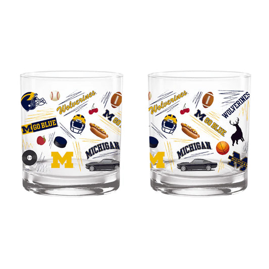 Michigan Wolverines Local Rocks Glass