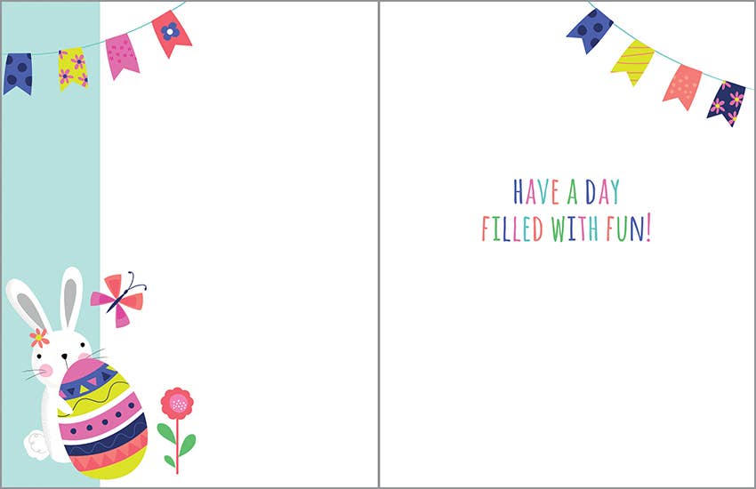 Easter Greeting Card - Bunnies and Eggs