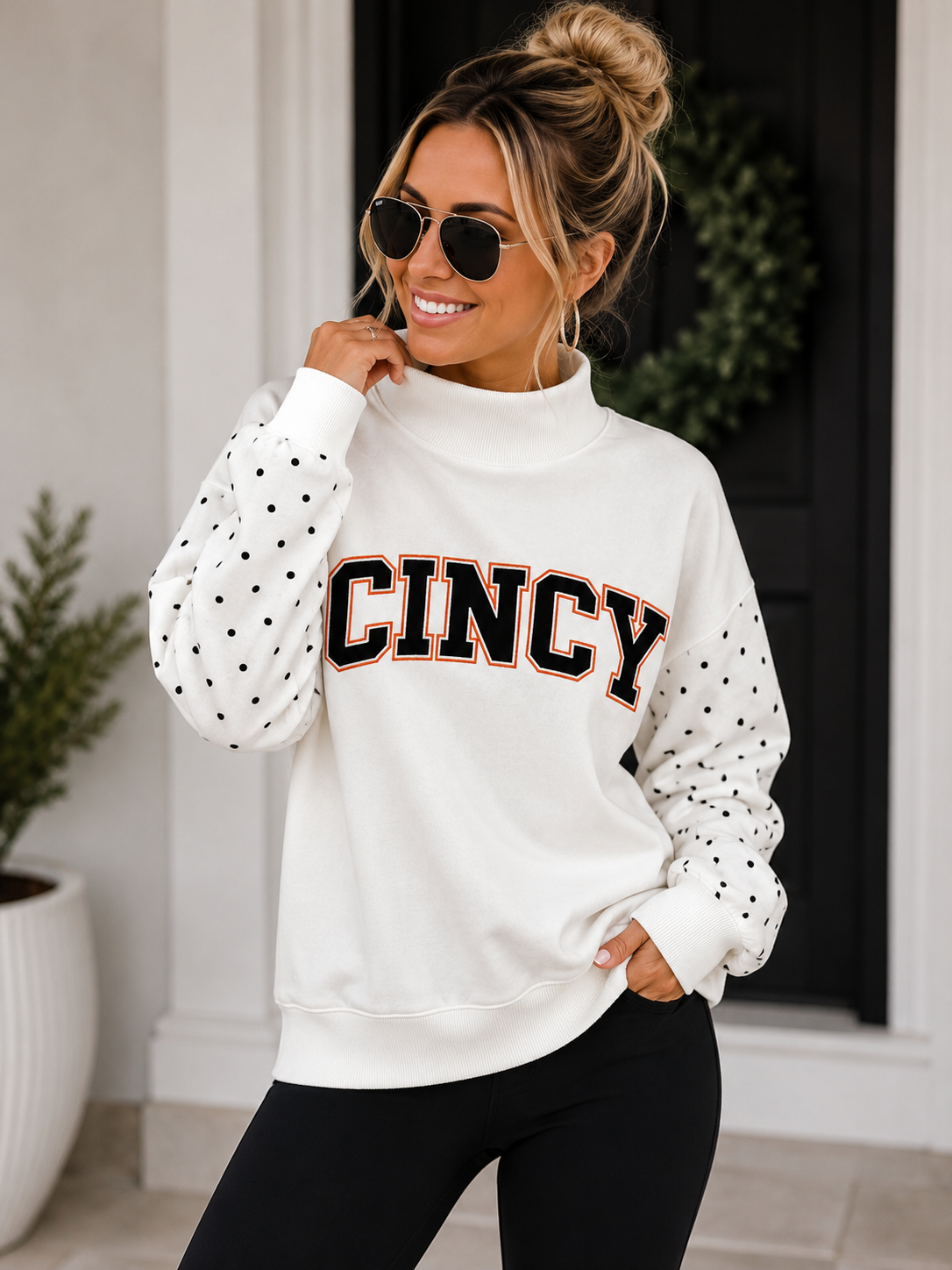 White CINCY Mock Neck (PREORDER)