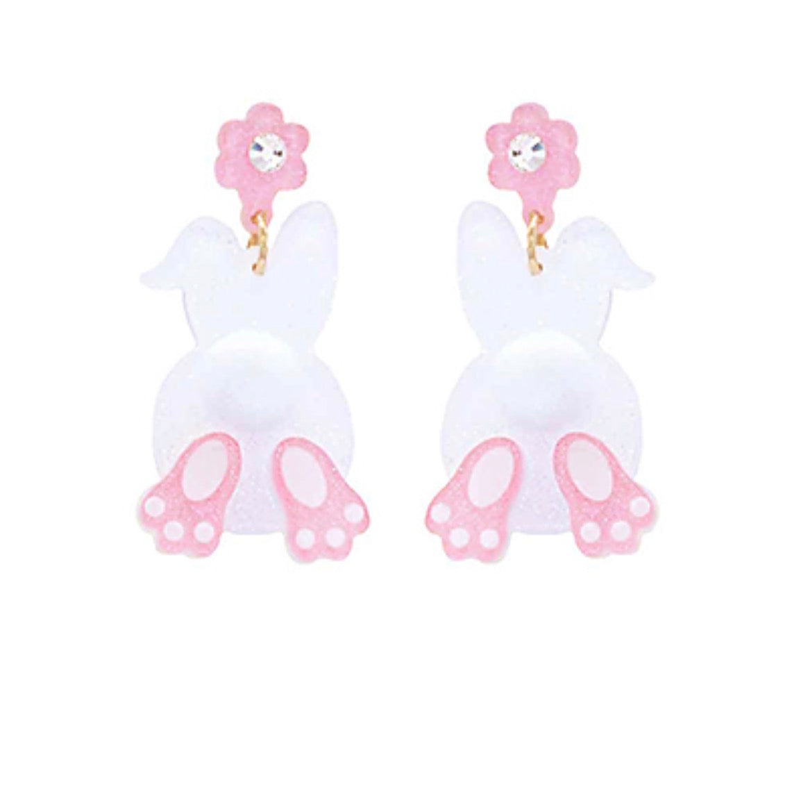Easter Bunny with Pom Pom Earrings