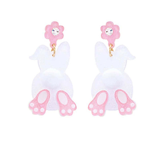 Easter Bunny with Pom Pom Earrings