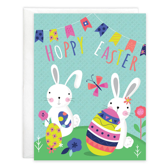 Easter Greeting Card - Bunnies and Eggs