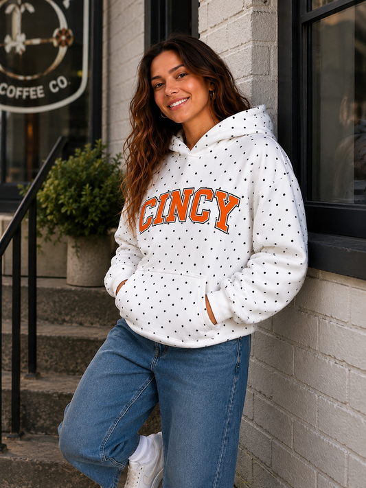 Black Polka Dot CINCY Hoodie
