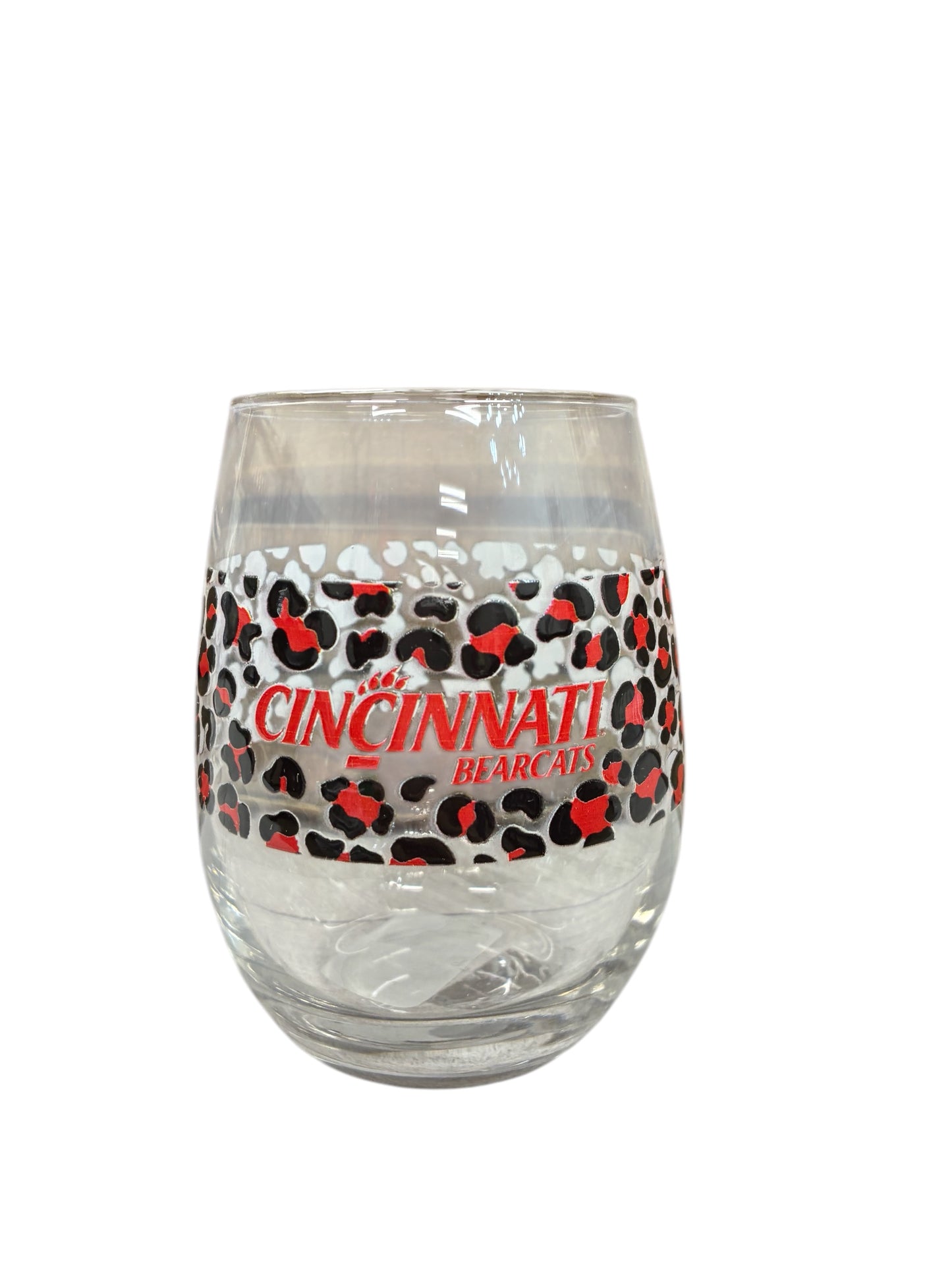 Cincinnati Bearcats 15oz. Leopard Stemless Wine Glass