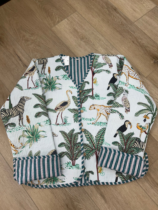 Jungle Print Reversible Quilted Jacket