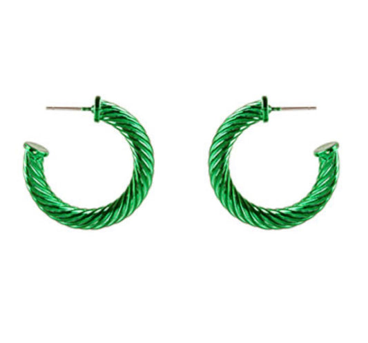 Green 30mm Twist Hoops