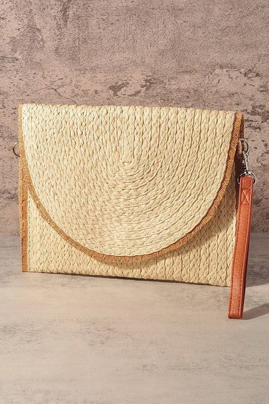 Frayed Trim Straw Women's Crossbody Bag/Clutch