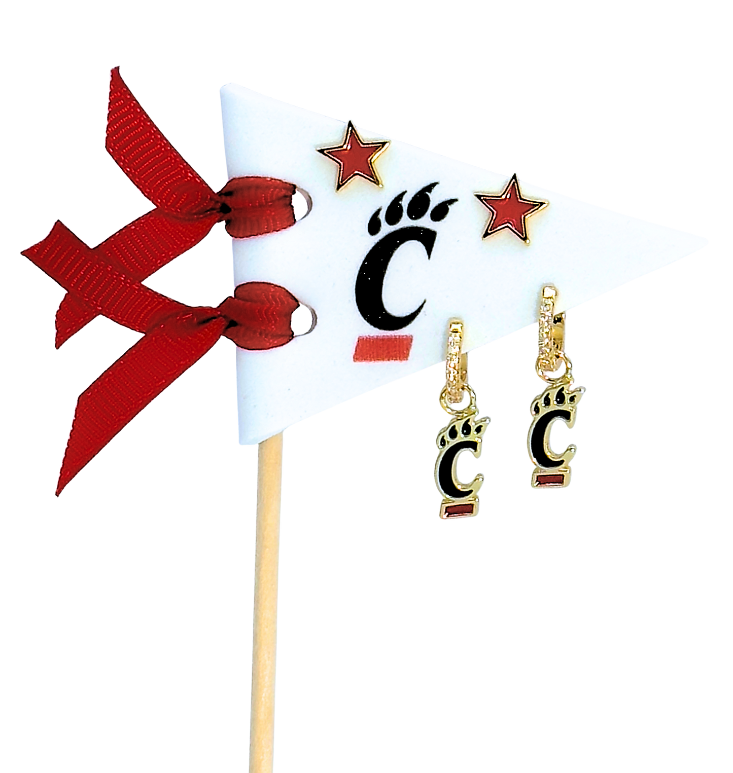 University of Cincinnati Pennant Pair Earring Set