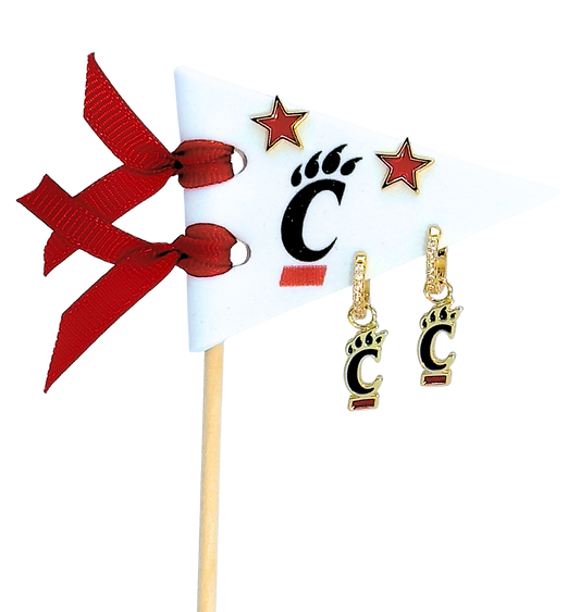 University of Cincinnati Pennant Pair Earring Set