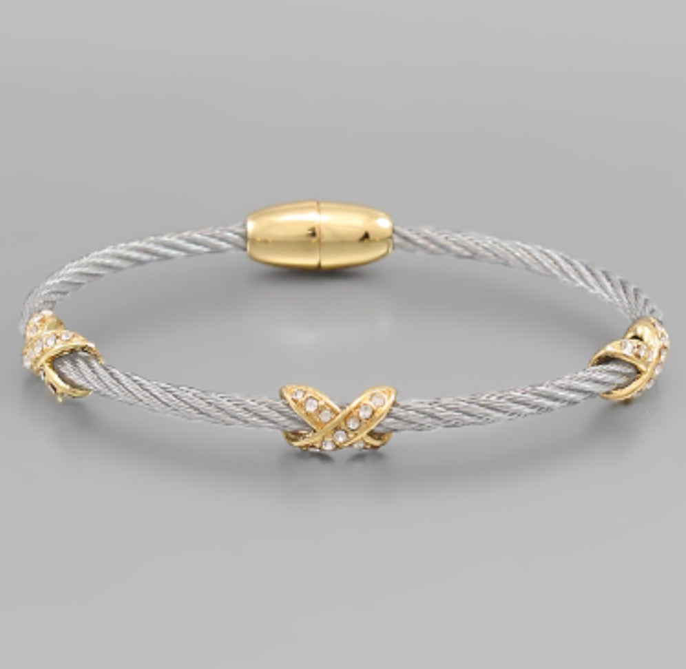 Cable Criss Cross Triple X Pave Bracelet