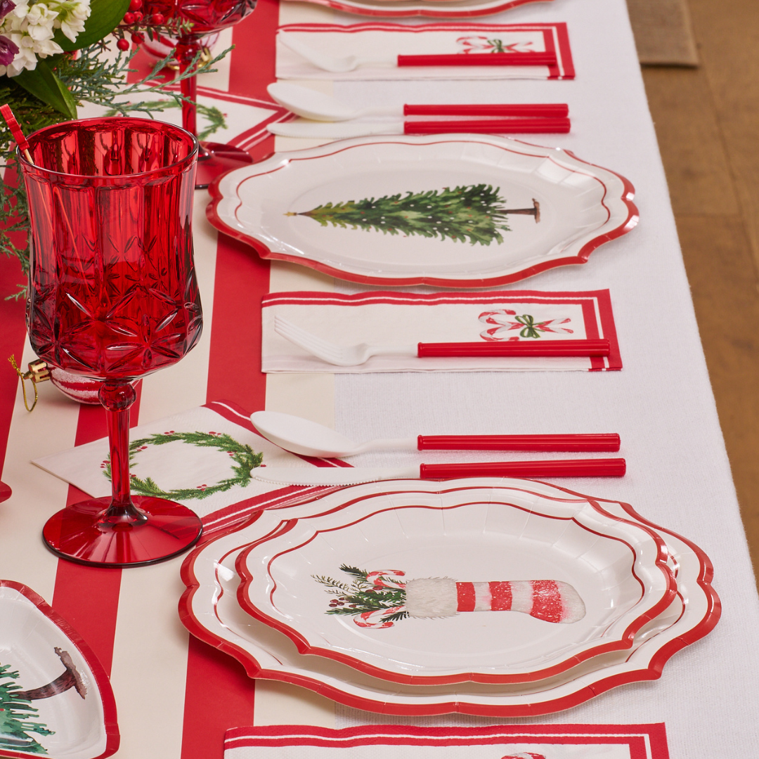 Merry and Bright Tree Diecut Salad Plate-8pk