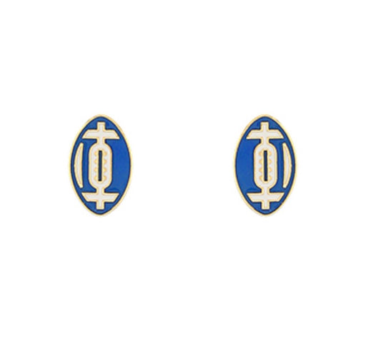Gold Dipped Blue and White Football Earrings