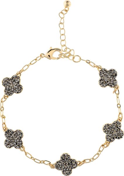 Gold Crystal Clover Link Bracelet