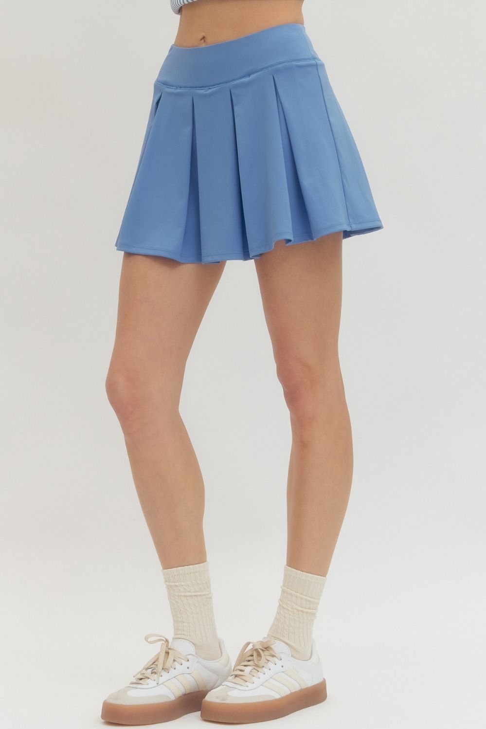 Solid Pleated Skort