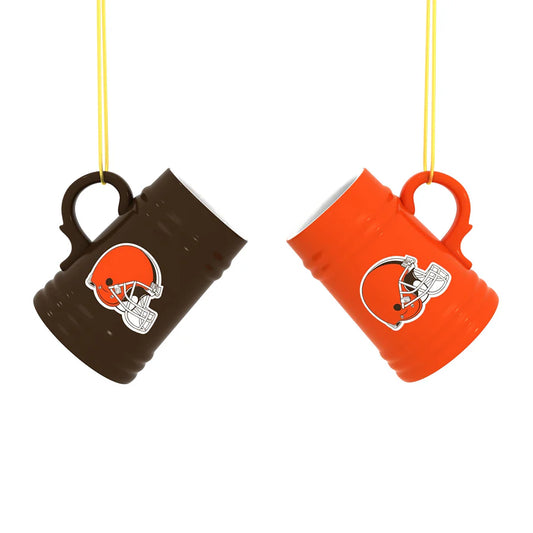 Cleveland Browns Mini Ceramic Stein Ornaments, Set of 2