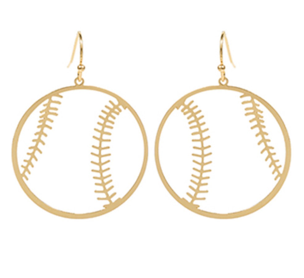 Filagree Baseball Earrings-Gold