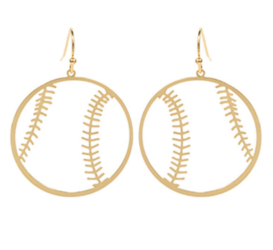 Filagree Baseball Earrings-Gold