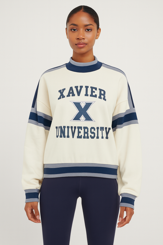 Xavier Musketeers Colorblock Mock Neck Pullover