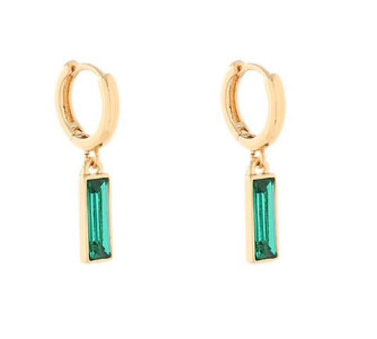 Rectangle Glass Dangle Hoops
